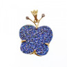 10K Yellow Gold Druzy Quartz & Diamonds Butterfly Pendant