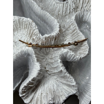 10K YELLOW GOLD SAPPHIRE & PEARLS BROOCH LENGTH 2 INCH