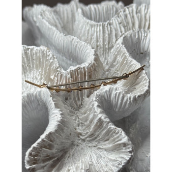 10K YELLOW GOLD SAPPHIRE & PEARLS BROOCH LENGTH 2 INCH