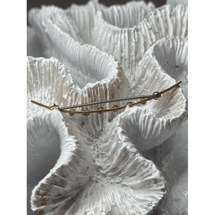 10K YELLOW GOLD SAPPHIRE & PEARLS BROOCH LENGTH 2 INCH