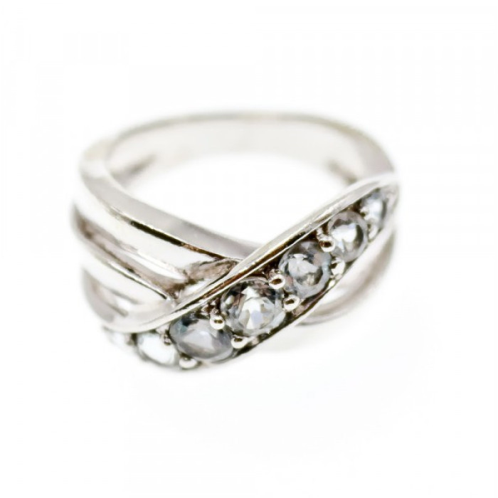 925 Sterling Silver Aquamarine Ring Size 6.5