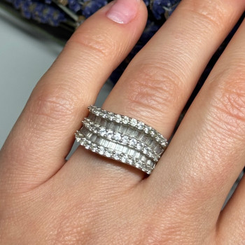 925 Sterling Silver Sapphire Ring Size 6