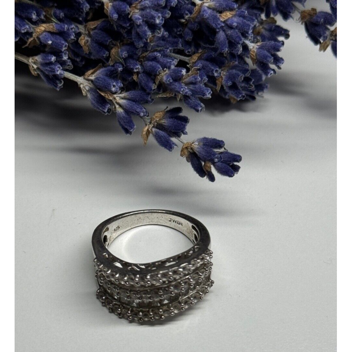 925 Sterling Silver Sapphire Ring Size 6