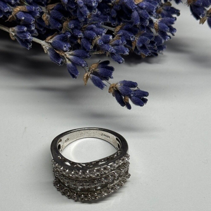 925 Sterling Silver Sapphire Ring Size 6