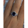 925 Sterling Silver Sapphire & Diamonds Ring Size 9