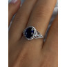 925 Sterling Silver Sapphire & Diamonds Ring Size 9