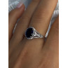 925 Sterling Silver Sapphire & Diamonds Ring Size 9