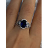 925 Sterling Silver Sapphire & Diamonds Ring Size 9