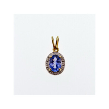 10K YELLOW GOLD TANZANITE & DIAMONDS PENDANT