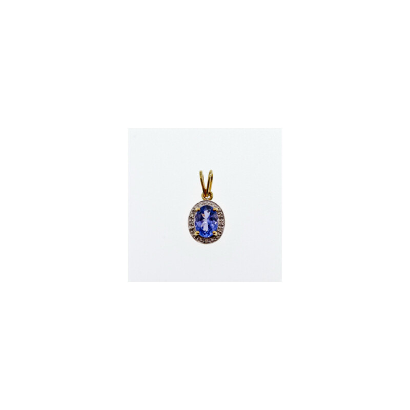 10K YELLOW GOLD TANZANITE & DIAMONDS PENDANT