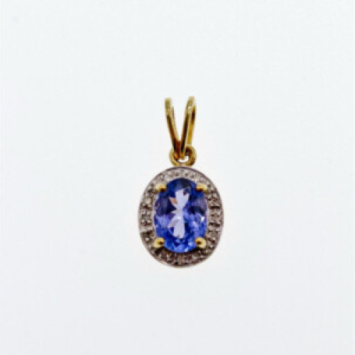 10K Yellow Gold Tanzanite & Diamonds Pendant