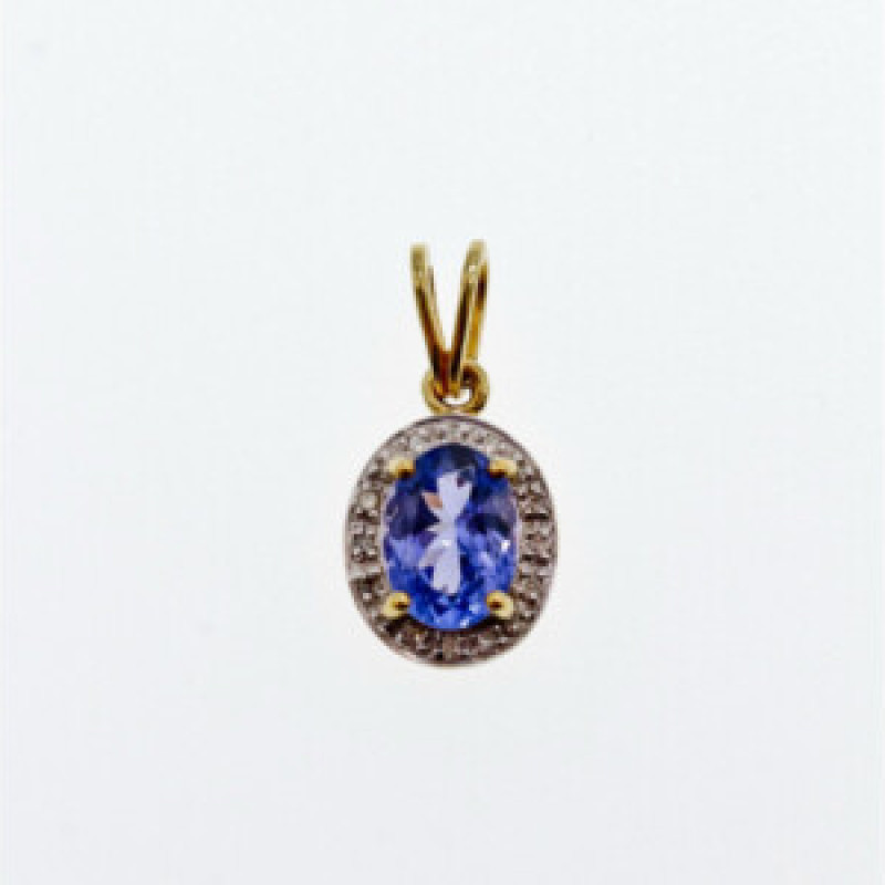 10K Yellow Gold Tanzanite & Diamonds Pendant