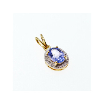 10K YELLOW GOLD TANZANITE & DIAMONDS PENDANT
