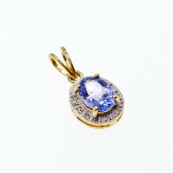 10K Yellow Gold Tanzanite & Diamonds Pendant