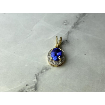 10K YELLOW GOLD TANZANITE & DIAMONDS PENDANT