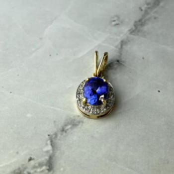 10K Yellow Gold Tanzanite & Diamonds Pendant