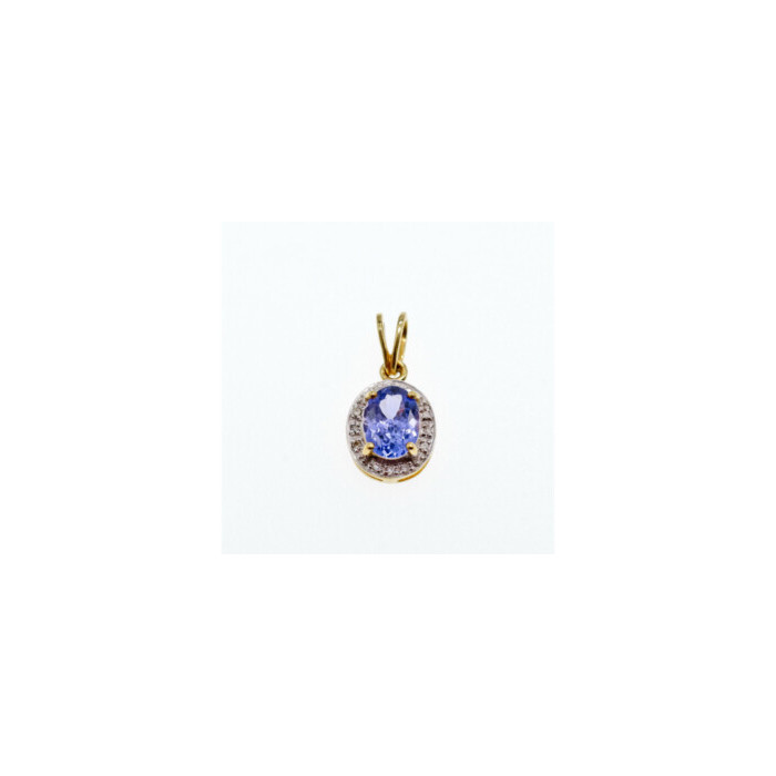 10K YELLOW GOLD TANZANITE & DIAMONDS PENDANT