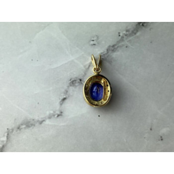 10K YELLOW GOLD TANZANITE & DIAMONDS PENDANT