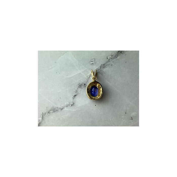 10K YELLOW GOLD TANZANITE & DIAMONDS PENDANT
