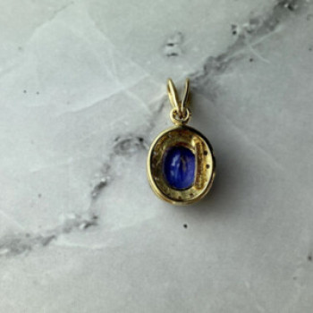 10K Yellow Gold Tanzanite & Diamonds Pendant