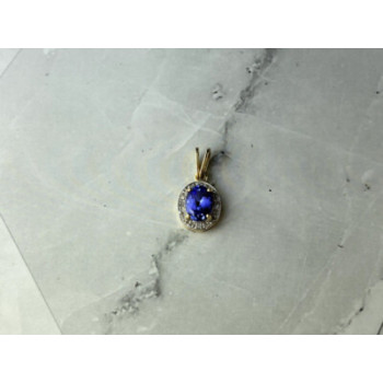 10K YELLOW GOLD TANZANITE & DIAMONDS PENDANT