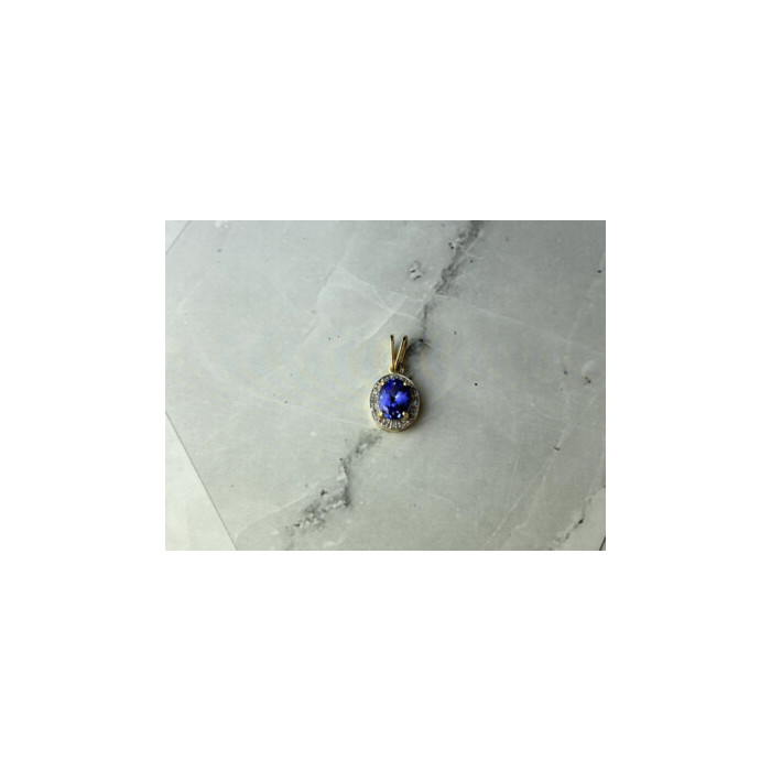 10K YELLOW GOLD TANZANITE & DIAMONDS PENDANT