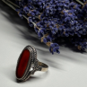 925 Sterling Silver Amber Ring Size 8