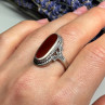 925 Sterling Silver Amber Ring Size 8