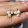 10K Yellow Gold Pearls & Diamonds Earrings Length 0.5 Inch