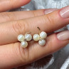 10K Yellow Gold Pearls & Diamonds Earrings Length 0.5 Inch