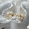 10K Yellow Gold Pearls & Diamonds Earrings Length 0.5 Inch