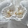 10K Yellow Gold Pearls & Diamonds Earrings Length 0.5 Inch