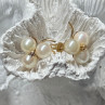 10K Yellow Gold Pearls & Diamonds Earrings Length 0.5 Inch