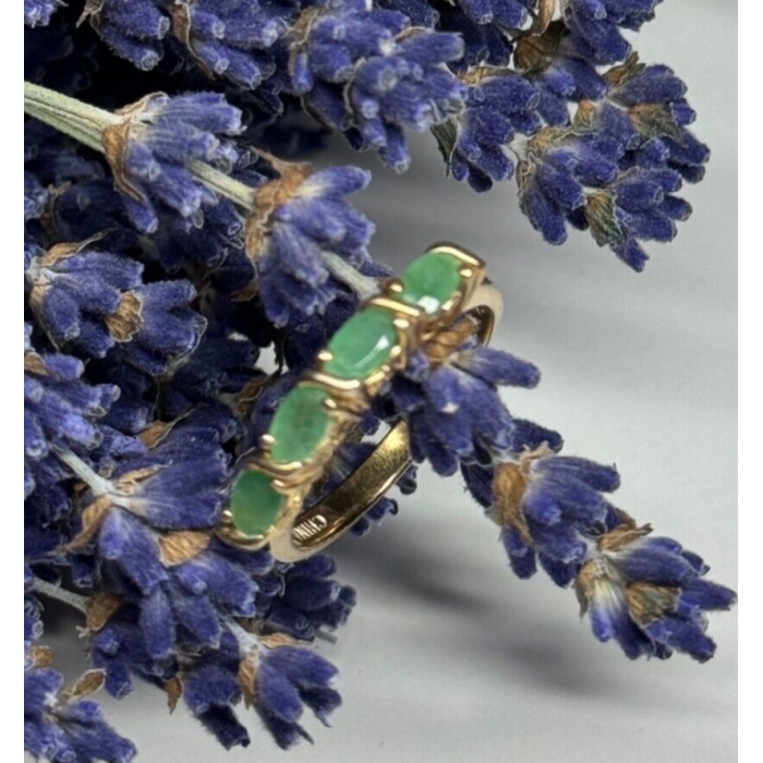 925 Sterling Silver Gold Plated Emerald Ring Size 7.5