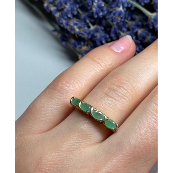 925 Sterling Silver Gold Plated Emerald Ring Size 7.5