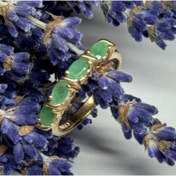 925 Sterling Silver Gold Plated Emerald Ring Size 7.5