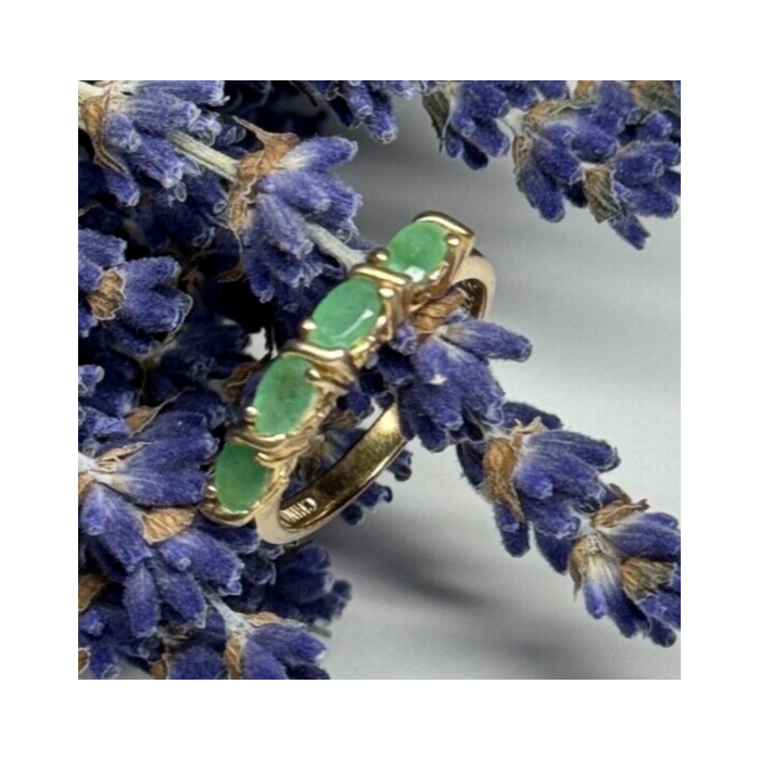 925 Sterling Silver Gold Plated Emerald Ring Size 7.5