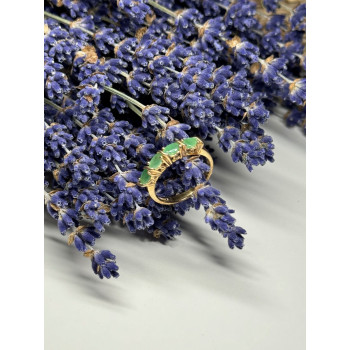 925 Sterling Silver Gold Plated Emerald Ring Size 7.5