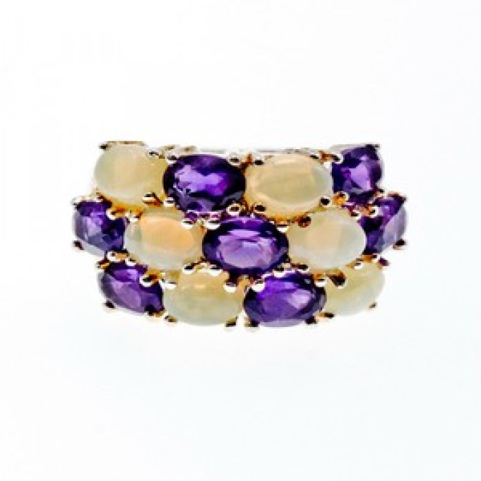 925 Sterling Silver 0Pal & Tourmaline Ring Size 8