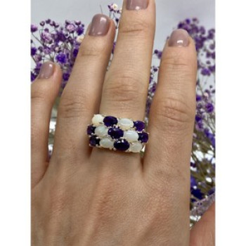 925 Sterling Silver 0Pal & Tourmaline Ring Size 8