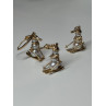 14K YELLOW GOLD PEARLS EARRINGS & PENDANT SKIING SNOWMENS ON SKIS