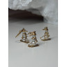14K YELLOW GOLD PEARLS EARRINGS & PENDANT SKIING SNOWMENS ON SKIS