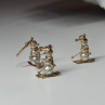14K Yellow Gold Pearls Earrings & Pendant Skiing Snowmens ON Skis