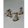 14K YELLOW GOLD PEARLS EARRINGS & PENDANT SKIING SNOWMENS ON SKIS