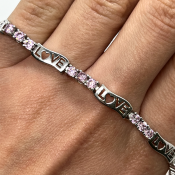 925 Sterling Silver Pink CZ 