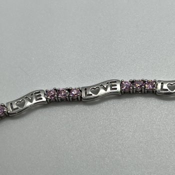925 Sterling Silver Pink CZ 