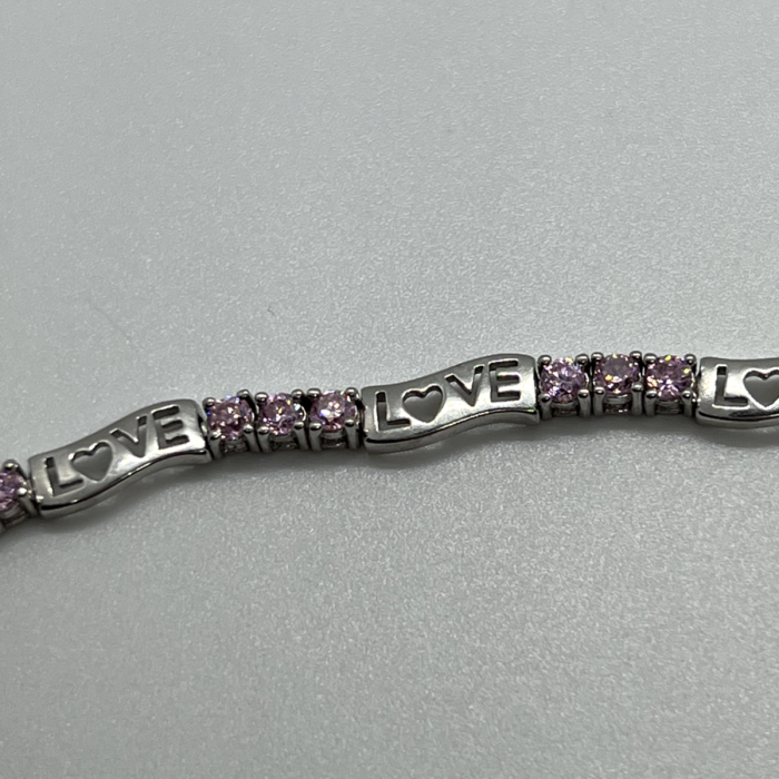 925 Sterling Silver Pink CZ 