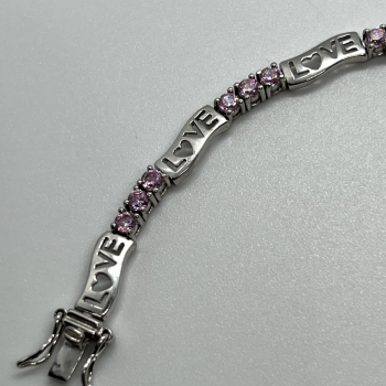 925 Sterling Silver Pink CZ 