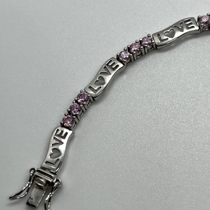 925 Sterling Silver Pink CZ 