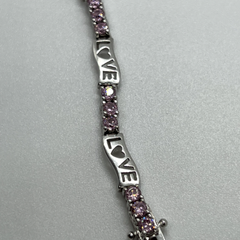 925 Sterling Silver Pink CZ 